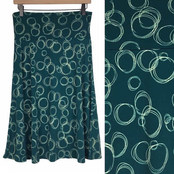LULAROE Azure Skirt Circles Scribble Print Boho Festival Knee Length Size Medium - Picture 1 of 10